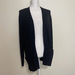 Croft & Barrow Women Petite Open Front Classic Cardigan Sweater Black Medium